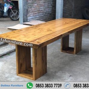 Model Meja Makan Kayu Jati Solid Tebal Join Sambung