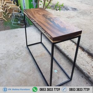 Harga Meja Konsul Industrial Kaki Besi Top Daun Solid Utuh