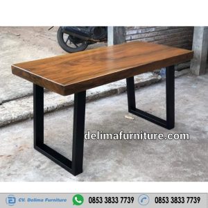 Jual Meja Kerja Kayu Solid Kaki Besi Miring