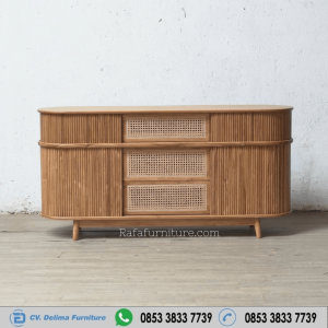 Bufet Kayu Jati Jepara Salur Rotan