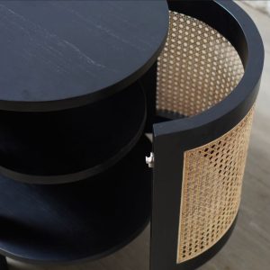 Potongan Bufet Kayu Jati Modern Oval Kombinasi Rotan