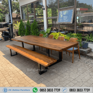 Meja Makan Satu Set Solid Panjang Besar