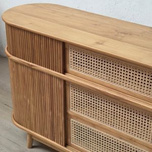 Potongan Bufet Kayu Jati Jepara Salur Rotan