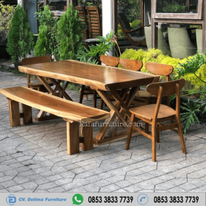 Meja Makan 5 Kursi Singel 1 Bench