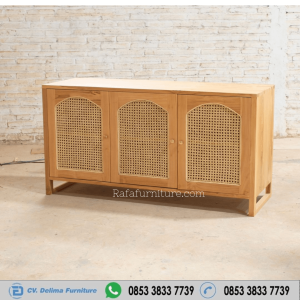 Harga Bufet Minimalis Jati 3 Pintu Rotan