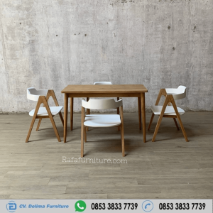 Desain Set Meja Makan Cafe 4 Kursi Jati