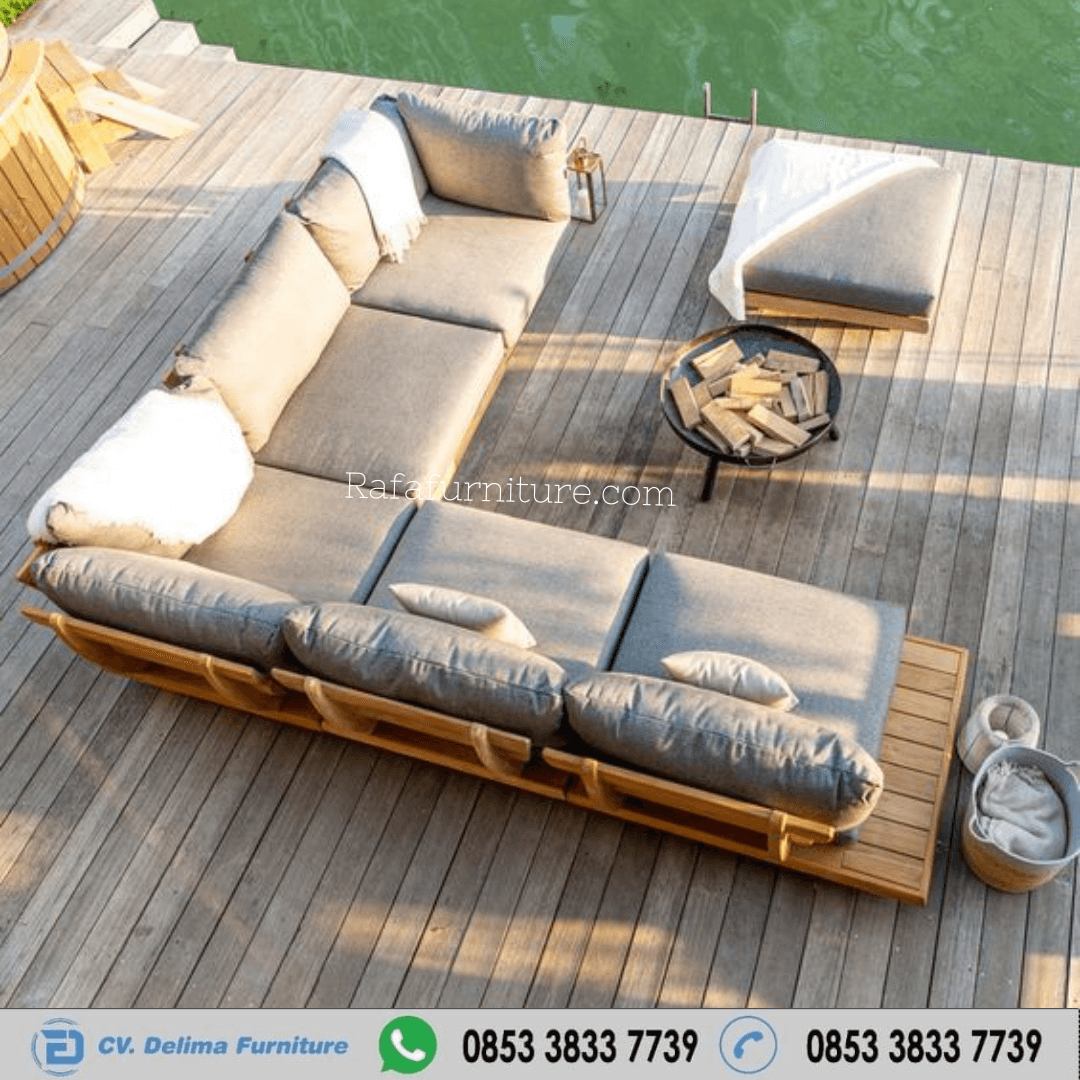 Desain Kursi Sofa Kayu Jati Outdoor Natural