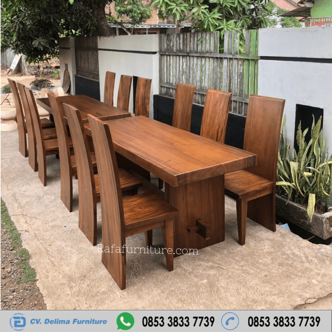 Meja Makan Satu Set Besar Solid Kursi Blok Meja Makan Satu Set Besar Solid Kursi Blok