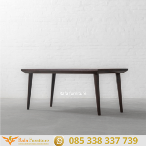 Meja Makan Kayu Jati Solid Kaki Bulat