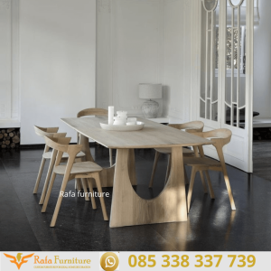 Model Set Meja Makan Kayu Jati Geometric