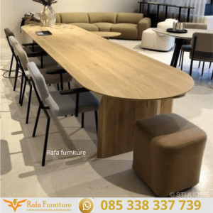 Meja Makan Kayu Jati Asli Tebal Oval