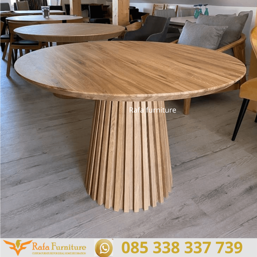 Harga Meja Makan Kayu Jati Lingkaran Besar Jamur