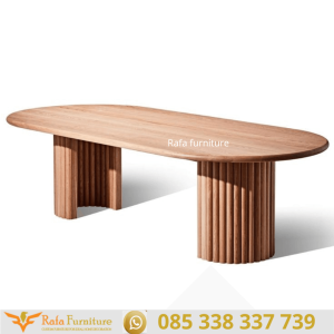 Meja Makan Kayu Jati Oval Salur