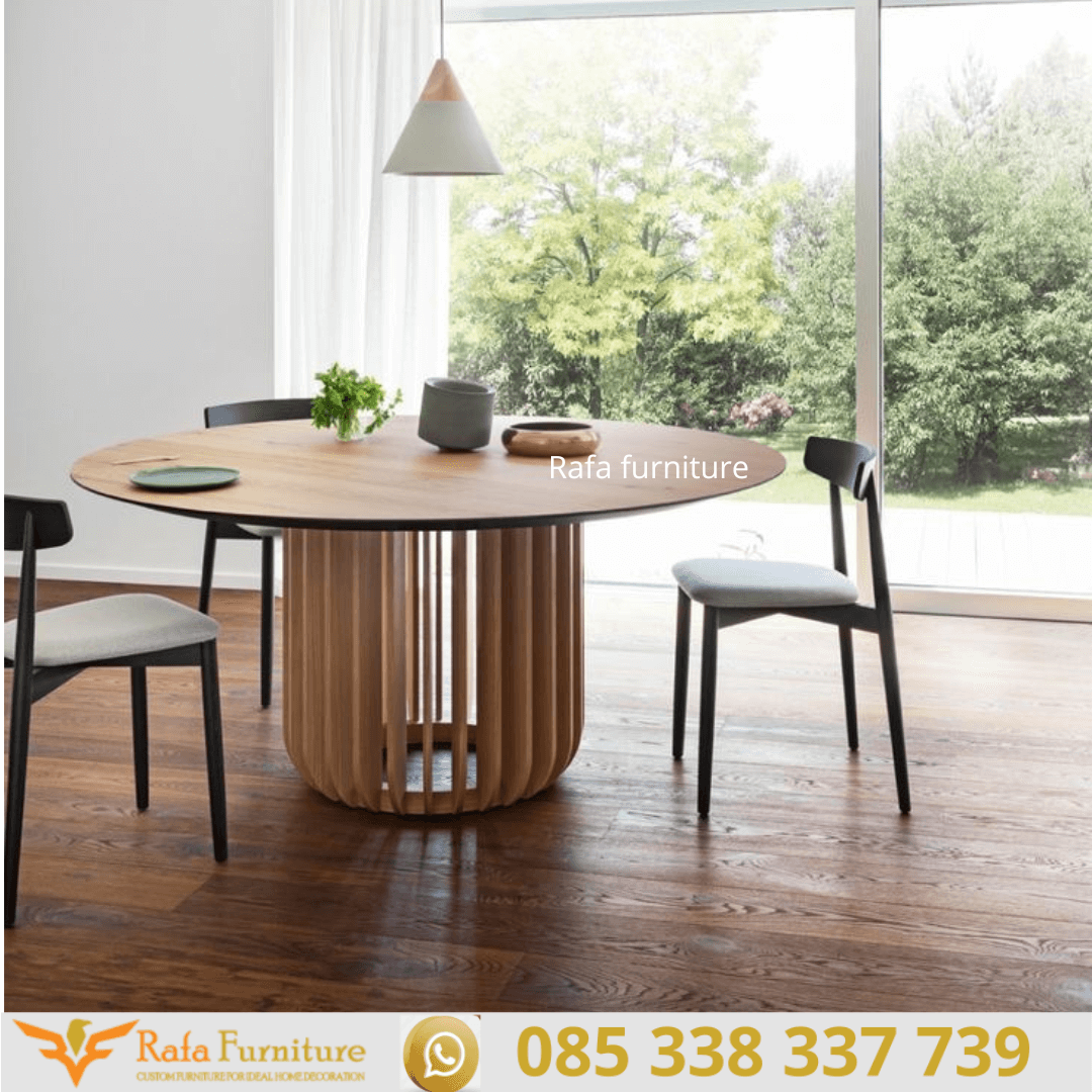 Meja Makan Bundar Kayu Jati Modern Kekinian Meja Makan Bundar Kayu Jati Modern Kekinian