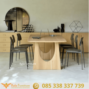 Desain Set Meja Makan Kayu Jati Geometric