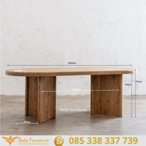 Meja Makan Kayu Jati Besar Trion Table
