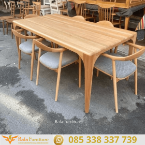 Meja Makan Set 6 Kursi Kayu Jati Maz