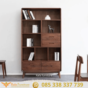 Rak Buku Minimalis Retro Jati Brown