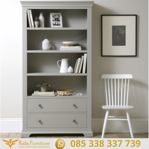 Lemari Buku Minimalis Grey Modern Oven