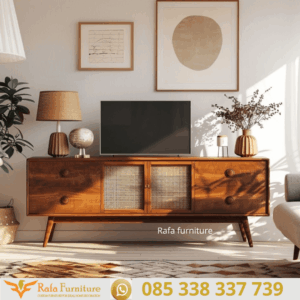 Meja Tv Stand Minimalis Kayu Jati Mid