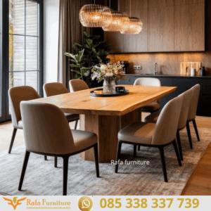 Meja Makan Minimalis Modern Kayu Jati Solid