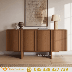 Sideboard Kayu Jati Minimalis Elegan Garis Vertikal