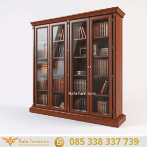 Lemari Buku Kayu Jati Minimalis Mahmaut