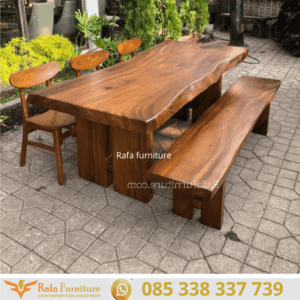 Meja Kayu Solid Suar Wood Edge