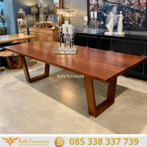 Meja Makan Kayu Mahoni Solid Tebal