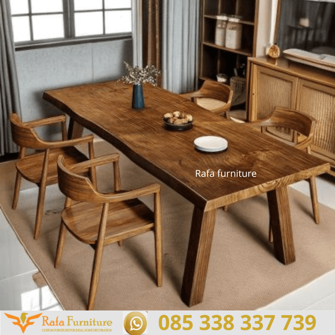 Set Meja Makan Kayu Jati Solid Belle