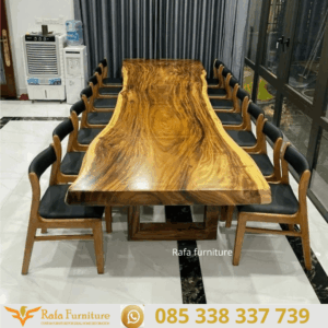 Harga Set Meja Makan Trembesi Solid Slab