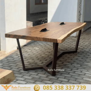 Harga Meja Solid Wood Trembesi Kaki Besi Modern Industrial