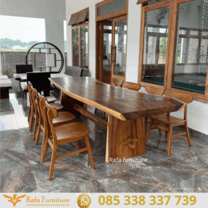 Set Meja Makan Solid Wood Trembesi