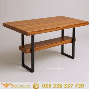 Meja Makan Kayu Kaki Besi Industrial