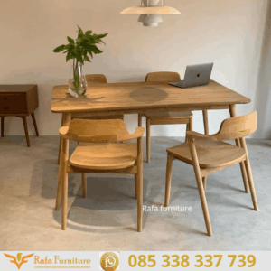 Set Meja Makan Kayu Jati Minimalis 4 Kursi