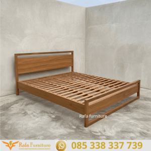 Dipan Kayu Jati Slat Bed Minimalis Elegan