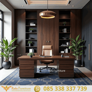 Meja Kerja Direktur Kayu Jati Modern Elegan