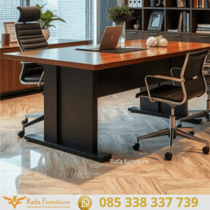 Meja Kerja Kantor Kayu Solid Minimalis Jepara