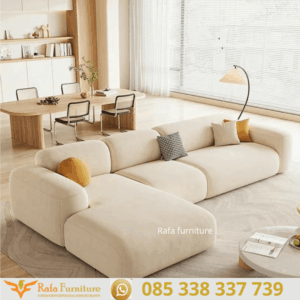 Sofa L Mewah Warna Natural Cream