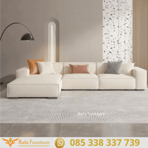 Sofa L Minimalis Modern Warna Cream Mewah