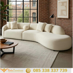 Sofa Mewah Minimalis Model Lengkung Warna Putih