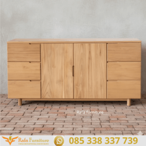 Bufet Minimalis Custom Jati Kombinasi Laci Pintu