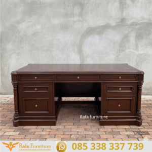 Harga Meja Kerja Kayu Jati Solid Klasik Laci