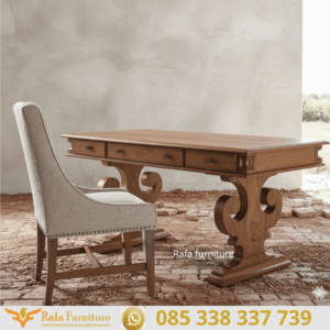 Meja Kerja Kayu Jati Klasik Baroque
