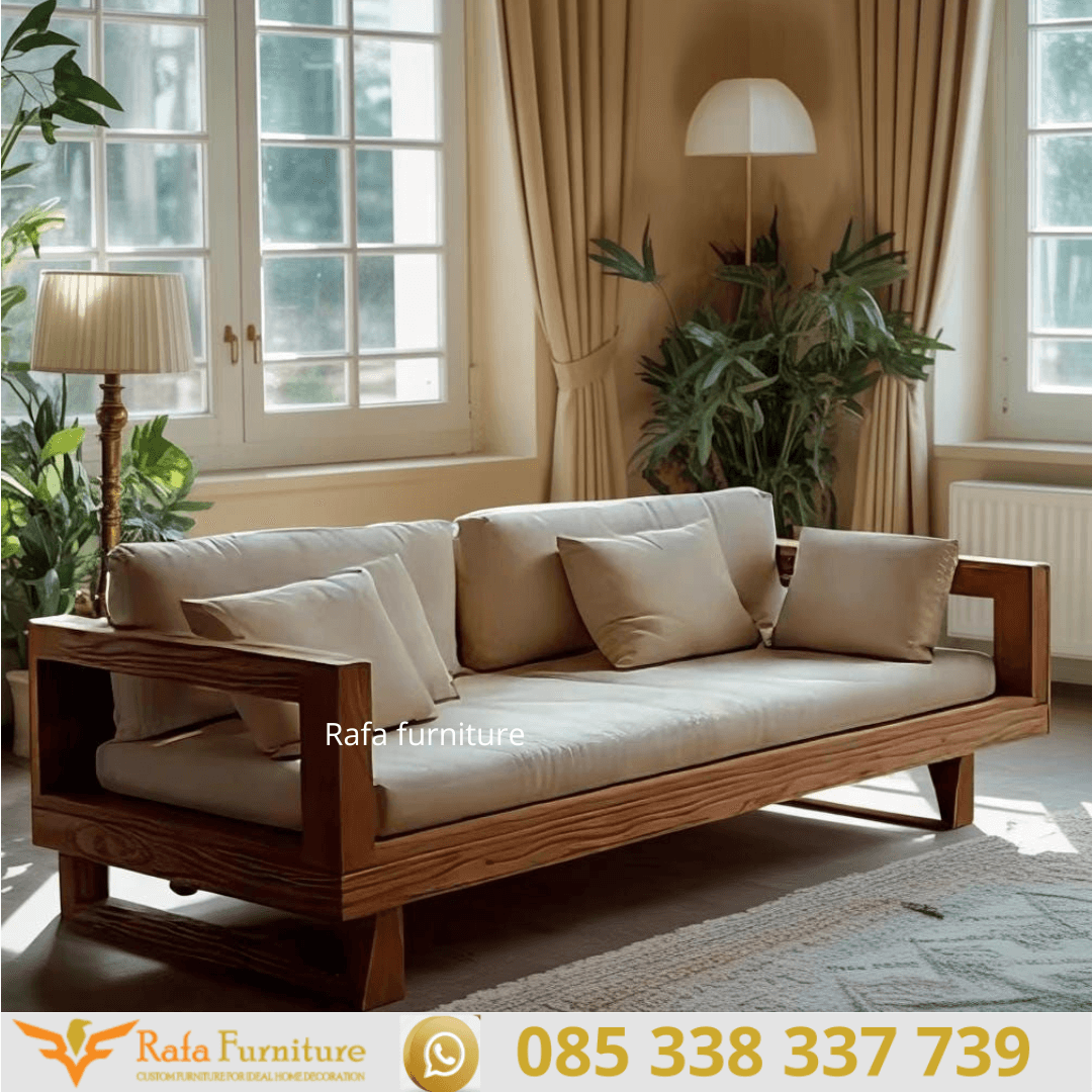 Sofa Daybed Rangka Kayu Jati Solid Minimalis