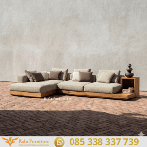 Kursi Lounge Kayu Jati Minimalis Scandinavian Bantal Tebal
