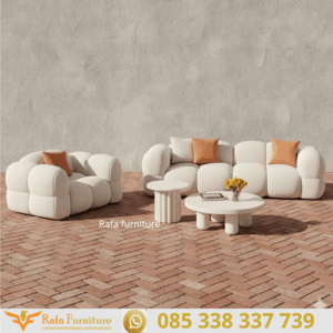 Set Sofa Ruang Tamu Modern Modular Putih