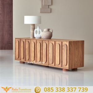 Harga Bufet Minimalis Modern Kayu Jati Pintu Motif Oval Timbul