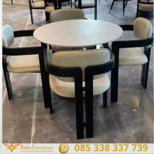Set Meja Makan Resto Modern Minimalis Top White Luxury