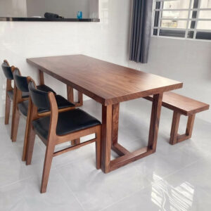 Desain Meja Makan Kayu Solid 1 Bench 3 Kursi